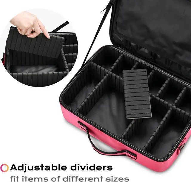 Alt view image 5 of 7 - Byootique 4in1 Rolling Makeup Train Case LED Lighted Mirror Cosmetic Box Storage