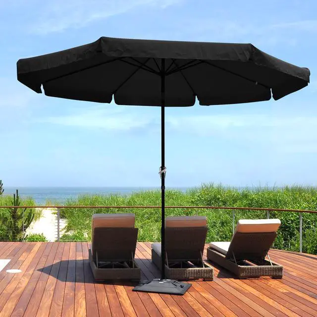 Alt view image 2 of 7 - 10Ft 8 Rib Outdoor Patio Umbrella Market Crank Tilt Button Sunshade Backyard