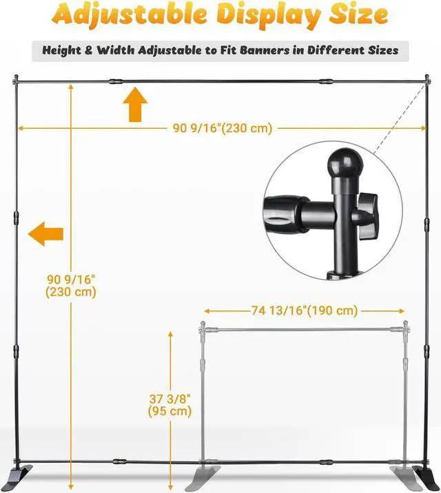Alt view image 4 of 8 - InstaHibit 8x8 ft Banner Stand Adjustable Telescopic Trade Show Display Backdrop