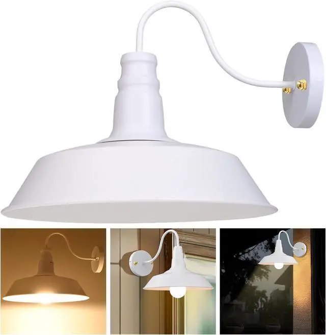 Alt view image 2 of 7 - Yescom Retro Vintage Industrial Wall Sconce Gooseneck Barn Light Metal Shade 2 Pack