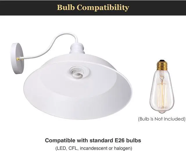 Alt view image 5 of 7 - Yescom Retro Vintage Industrial Wall Sconce Gooseneck Barn Light Metal Shade 2 Pack