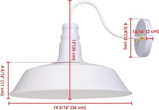 Alt view image 6 of 7 - Yescom Retro Vintage Industrial Wall Sconce Gooseneck Barn Light Metal Shade 2 Pack