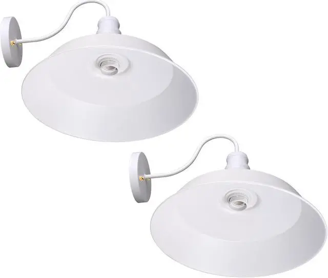 Alt view image 7 of 7 - Yescom Retro Vintage Industrial Wall Sconce Gooseneck Barn Light Metal Shade 2 Pack