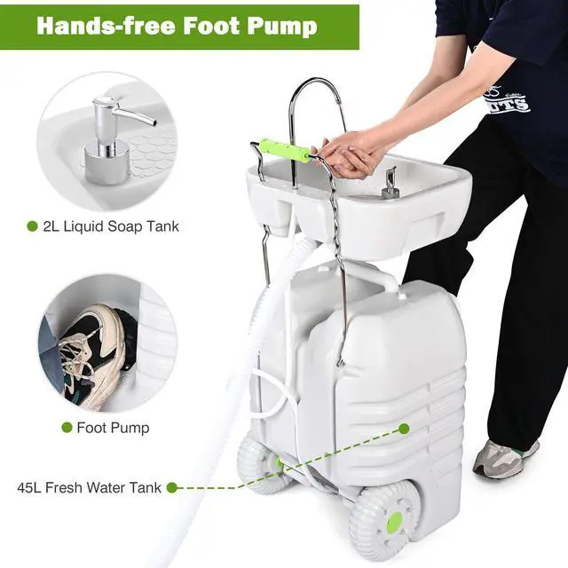 Alt view image 3 of 7 - Yescom 45L Portable Sink Hand Wash Station with Pump 12 Gallon Washing Outdoor Travel Camping Booth