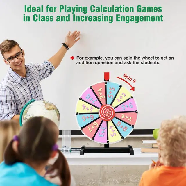 WinSpin 15" Tabletop DIY Color Prize Wheel 12 Slot Editable Spin Game ...