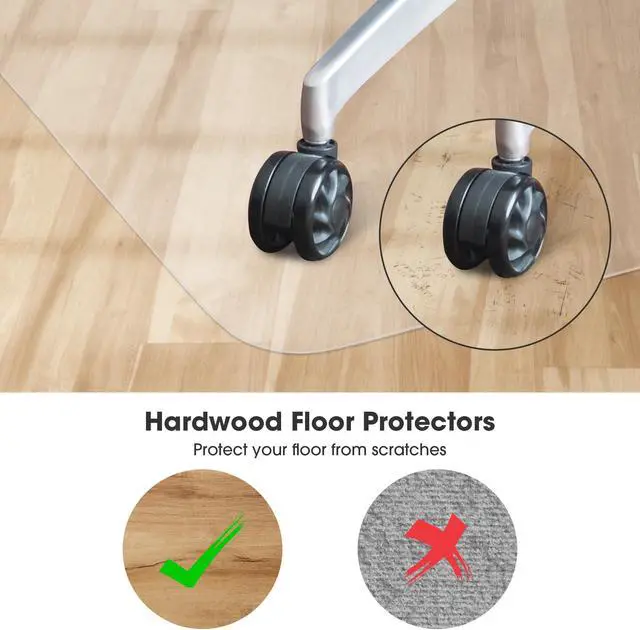 Alt view image 4 of 7 - Yescom Clear Office Chair Mat for Hardwood 48" x 36" Rectangle 2PCS PVC Floor Protector for Rolling Desk Chairs 1/16" Thickness