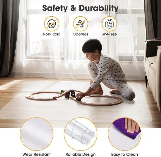 Alt view image 5 of 7 - Yescom Clear Office Chair Mat for Hardwood 48" x 36" Rectangle 2PCS PVC Floor Protector for Rolling Desk Chairs 1/16" Thickness