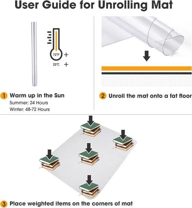 Alt view image 6 of 7 - Yescom Clear Office Chair Mat for Hardwood 48" x 36" Rectangle 2PCS PVC Floor Protector for Rolling Desk Chairs 1/16" Thickness