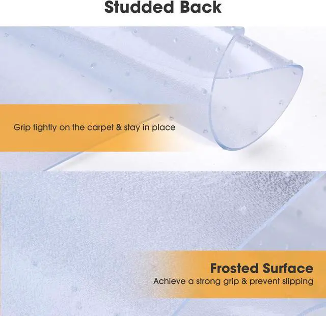 Alt view image 4 of 7 - Yescom Clear Office Chair Mat for Low Pile Carpet 48" x 36" Thicken 1/8" with Lip Plastic Floor Protector Home Studio