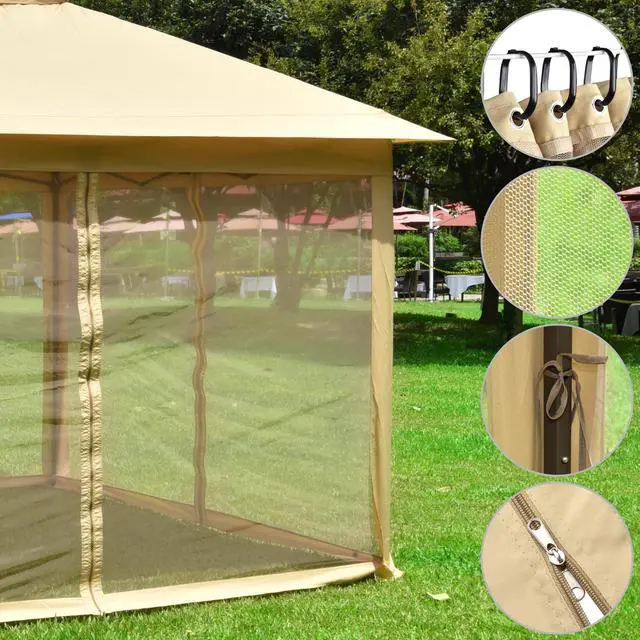 Alt view image 6 of 7 - Yescom 11x11ft Pop-Up Gazebo Tent with Mesh Sidewall Canopy Shelter Outdoor Home Patio