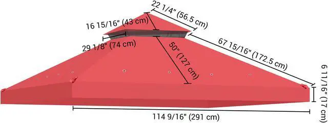 Alt view image 4 of 7 - Yescom 10x10 Ft 2-Tier Canopy Top Replacement for Crescent TJSG081 Gazebo Cover Garden