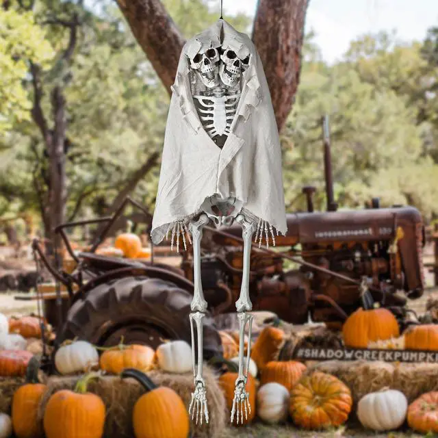 Alt view image 2 of 7 - Yescom Life Size Skeleton Poseable Full Size Two Head 5.4Ft Halloween Party Decoration Haunted House 2024