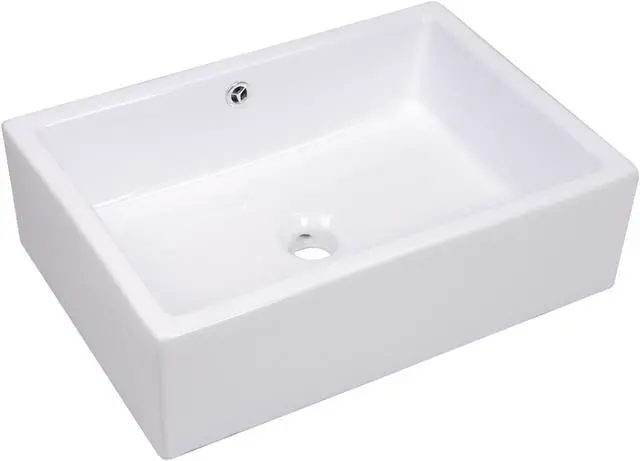 Alt view image 8 of 11 - Aquaterior® 2 Pcs Rectangle Porcelain Above Counter Vessel Sink Ceramic Basin with Drain Overflow