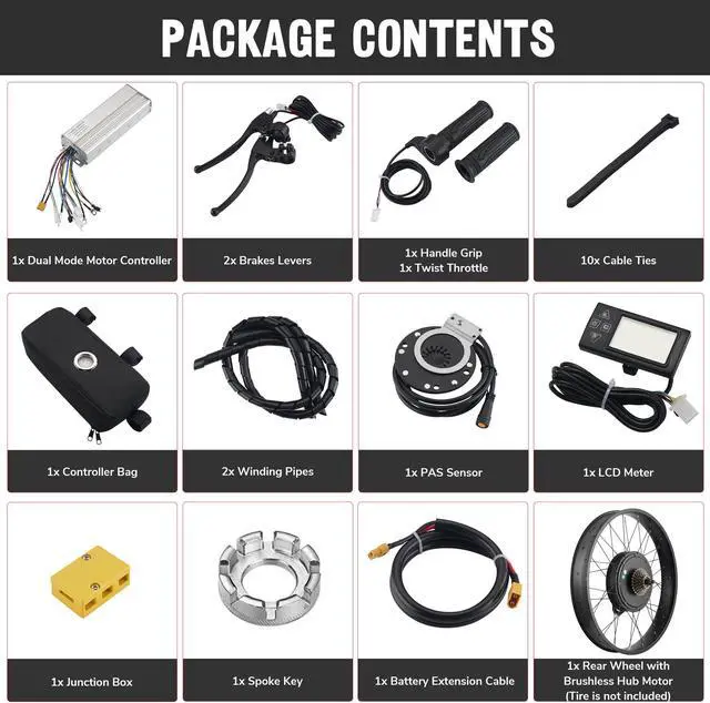 Alt view image 6 of 7 - Yescom 26"x4" Fat Tire 48V Ebike Electric Rear Wheel Bicycle Conversion Kit LCD 1500W Dual Controller