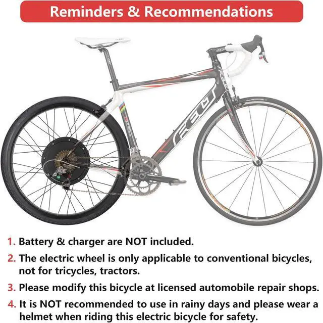 Alt view image 7 of 7 - Yescom 26"x4" Fat Tire 48V Ebike Electric Rear Wheel Bicycle Conversion Kit LCD 1500W Dual Controller