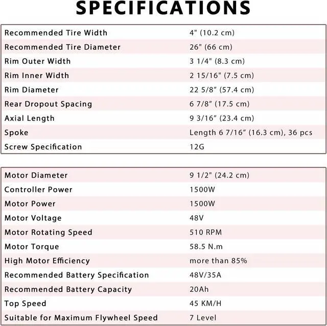 Alt view image 4 of 7 - Yescom 26"x4" Fat Tire 48V Ebike Electric Rear Wheel Bicycle Conversion Kit LCD 1500W Dual Controller