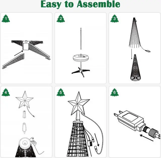 Alt view image 7 of 7 - 6 Ft Christmas Tree Decoration Light RGB LED String Lamp Bluetooth APP Control and Remote Control