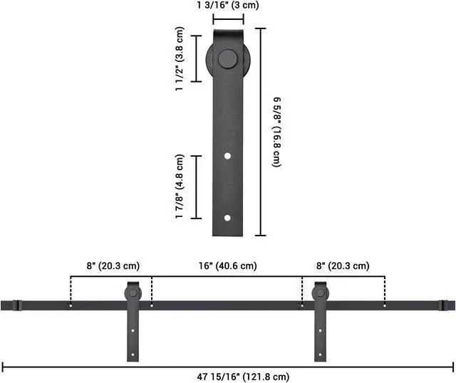 Alt view image 6 of 7 - 4 Ft. Mini Sliding Single Barn Door Hardware Roller Track Rail Kit Cabinet TV Stand Closet Kitchen