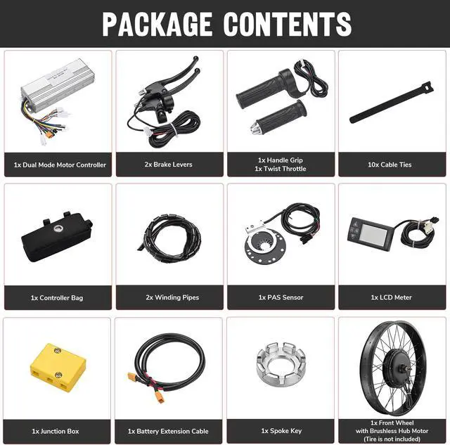 Alt view image 7 of 7 - Yescom 26"x4" Fat Tire 48V Ebike Electric Front Wheel Bicycle Conversion Kit LCD 1500W Dual Controller