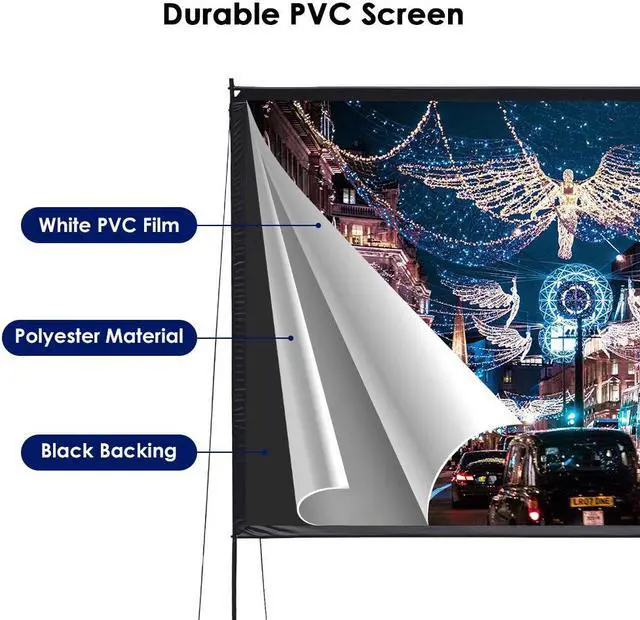 Alt view image 5 of 7 - 120" Portable Detachable Projector Screen with Stand Movie Projection 16:9 HD 1.1 Gain Home Theater