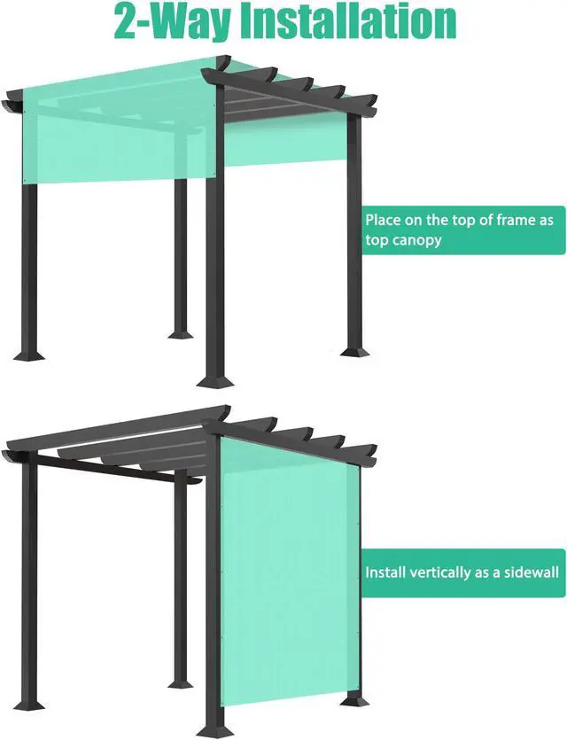 Alt view image 5 of 7 - 8x10 Ft Universal Pergola Canopy Replacement Cover Sun Shade Rod Pocket Patio