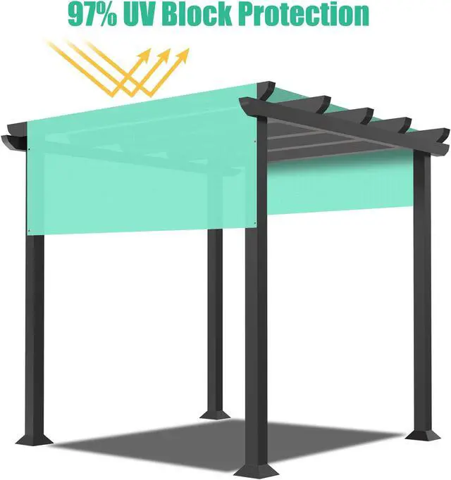 Alt view image 4 of 7 - 8x10 Ft Universal Pergola Canopy Replacement Cover Sun Shade Rod Pocket Patio