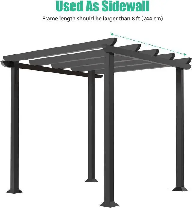 Alt view image 7 of 7 - 8x10 Ft Universal Pergola Canopy Replacement Cover Sun Shade Rod Pocket Patio