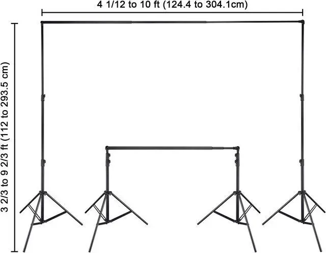 Alt view image 2 of 7 - 9.5x10 Ft Photo Backdrop Stand Kit Tripod Crossbar for Muslin Background Studio