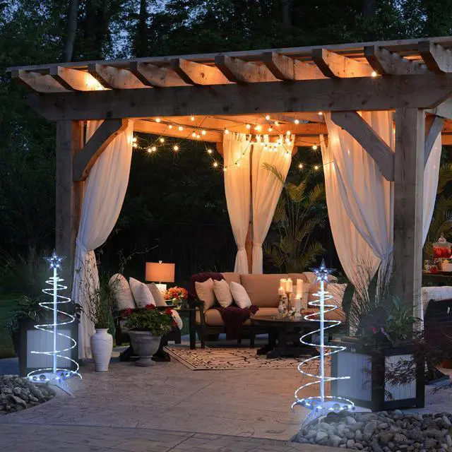 Alt view image 7 of 7 - 2 Ft LED Christmas Spiral Light with Star Finial Solar Panel Decoration 3 Kits
