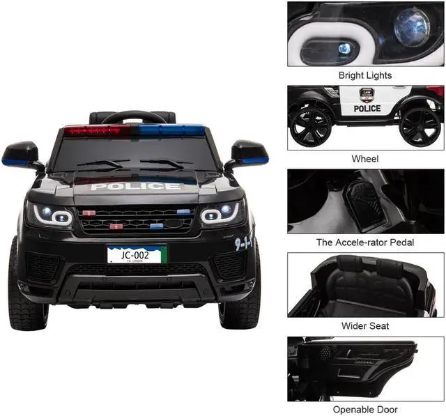 Alt view image 4 of 7 - 12V Kids Police Ride On Car Electric Cars 2.4G Remote Control, LED Flashing Light, Music & Horn.