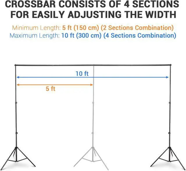 Alt view image 6 of 7 - 10' Adjustable Background Support Stand Photo Backdrop Crossbar Kit Photography