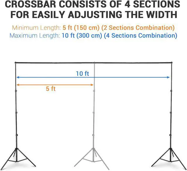 Alt view image 6 of 7 - 8.5' x 10' Adjustable Photography Background Backdrop Stand Support Crossbar Carry Bag Kit Studio