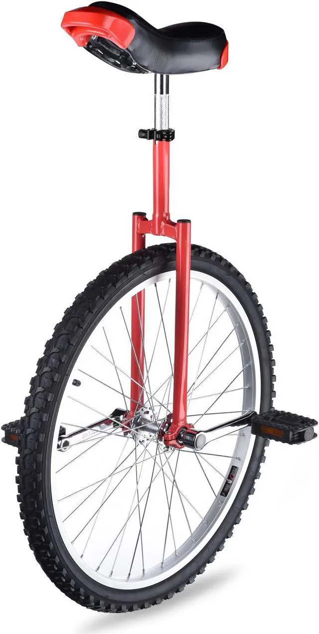 Main image of Yescom 24 In Wheel Outdoor Unicycle Adjustable Seat Anti-Skid Pedal Circus Bike for Adults Teenagers Kids, Red