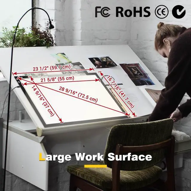 Alt view image 3 of 7 - Yescom A2 Light Pad Diamond Painting Light Board Light Box for Tracing 25"x16" Light Board Artist Drawing Sketching Animation with Paper