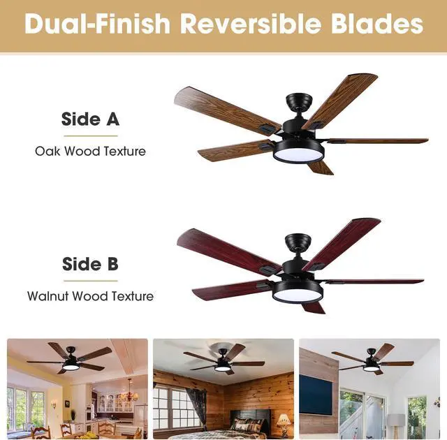 Alt view image 6 of 7 - DELight 52" Ceiling Fan with Light & Remote 6 Speed LED Chandelier Lamp Bedroom 2 Pack