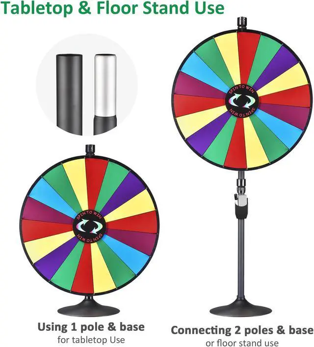 Alt view image 2 of 7 - WinSpin 36" Dual Use Prize Wheel Tabletop or Floor Stand Fortune Spinning Wheel for Tradeshow Carnival Game Wheel, Classic Series
