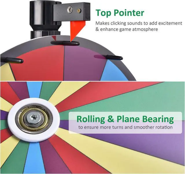 Alt view image 3 of 7 - WinSpin 36" Dual Use Prize Wheel Tabletop or Floor Stand Fortune Spinning Wheel for Tradeshow Carnival Game Wheel, Classic Series