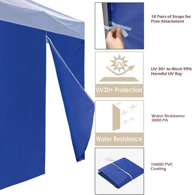 Alt view image 2 of 7 - Instahibit 1080D Privacy Zipper Sidewall 120g UV30+ Fits 10x10fr Canopy 2 Pieces