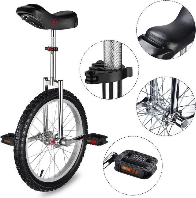 Alt view image 10 of 10 - Yescom 18 In Wheel Outdoor Unicycle Skid-proof Tire Fitness Bicycle Balance Training for Adults Teenagers Kids, Silver