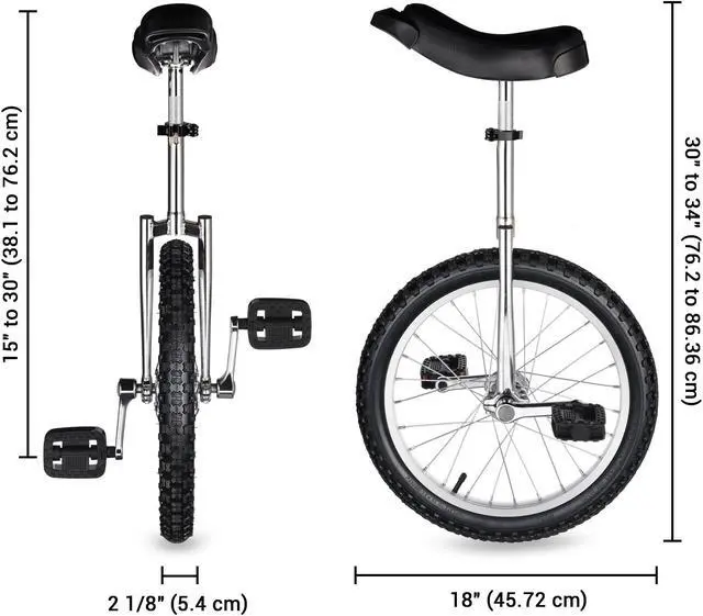 Alt view image 9 of 10 - Yescom 18 In Wheel Outdoor Unicycle Skid-proof Tire Fitness Bicycle Balance Training for Adults Teenagers Kids, Silver