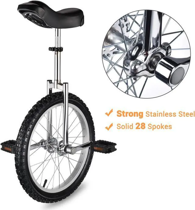Alt view image 5 of 10 - Yescom 18 In Wheel Outdoor Unicycle Skid-proof Tire Fitness Bicycle Balance Training for Adults Teenagers Kids, Silver
