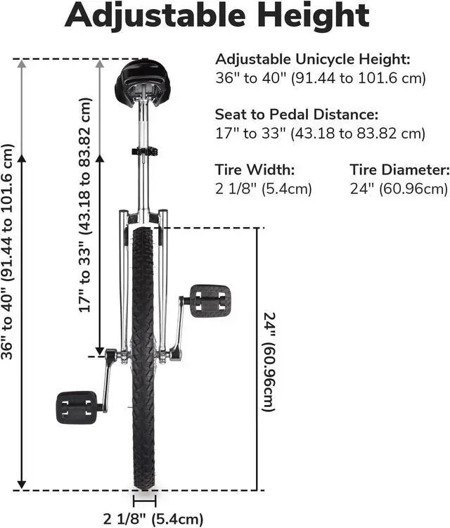 Alt view image 3 of 7 - Yescom 24 In Wheel Outdoor Unicycle Adjustable Seat Anti-Skid Pedal Circus Bike for Adults Teenagers Kids, Silver