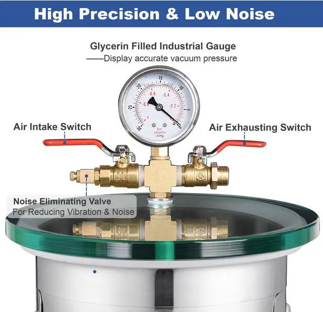 Alt view image 2 of 7 - 2 Gallon Stainless Steel Vacuum Chamber kit to Degass Urethanes Silicones Epoxies