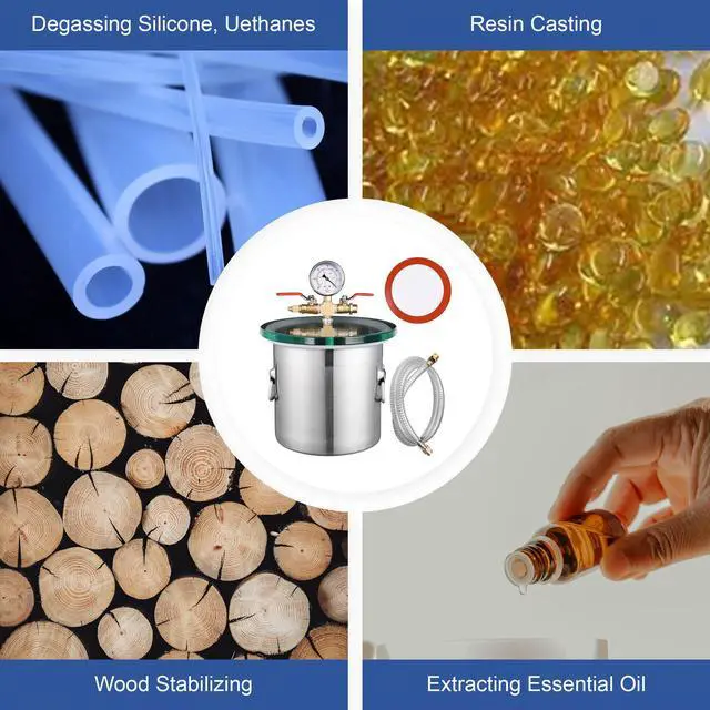 Alt view image 5 of 7 - 2 Gallon Stainless Steel Vacuum Chamber kit to Degass Urethanes Silicones Epoxies