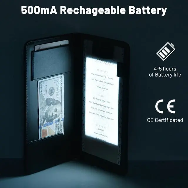 Alt view image 4 of 7 - 4 Pack LED Backlit Illuminated Menu Cover Presenter Magnetic Clamp Receipts Bill Check Holder Bar