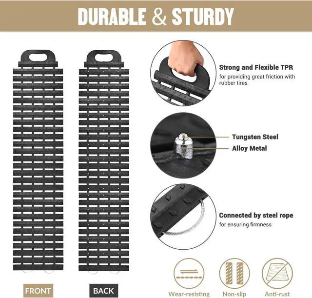 Alt view image 4 of 7 - Yescom 39"x11" Tire Traction Mats Emergency Recovery Track for Car Truck in Mud Snow