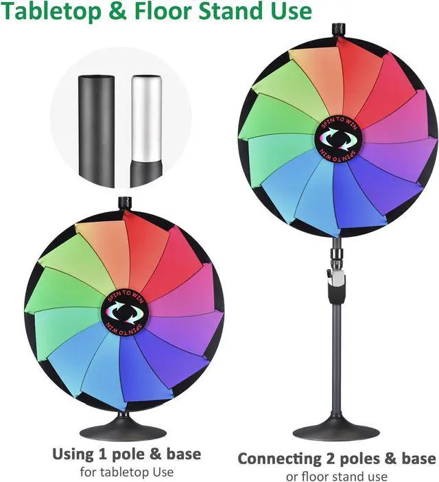 Alt view image 2 of 7 - WinSpin 36" Dual Use Prize Wheel Tabletop or Floor Stand Fortune Spinning Wheel for Tradeshow Carnival Game Wheel, Pinwheel Series