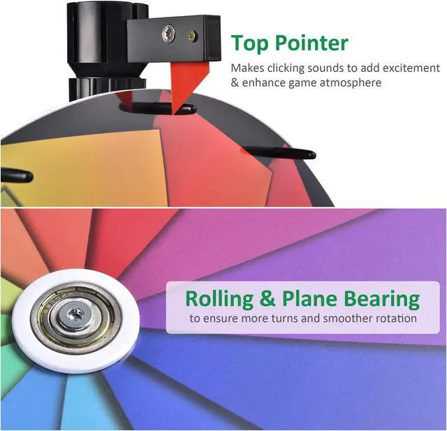 Alt view image 3 of 7 - WinSpin 36" Dual Use Prize Wheel Tabletop or Floor Stand Fortune Spinning Wheel for Tradeshow Carnival Game Wheel, Pinwheel Series
