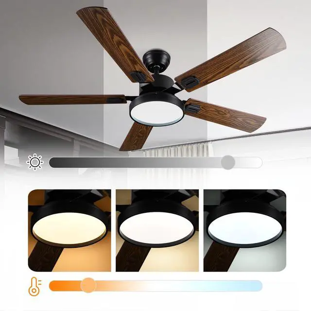 Alt view image 4 of 7 - DELight 52" Ceiling Fan with Light & Remote 6 Speed LED Chandelier Lamp Bedroom 2 Pack