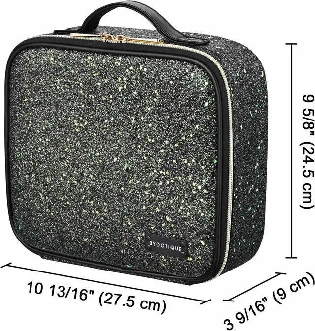 Alt view image 5 of 7 - Byootique Rolling Makeup Train Case Portable Cosmetic Bag Set for Freelance Makeup Artist Cosmetic Organize Storage Travel, Black